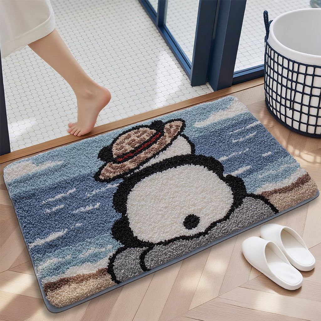 Cute Bath Mat, Fluffy Ultra Soft Bathroom Rugs with Funny Cat Fish Designs, Super Absorbent Shower Bath Rug Non Slip, Machine Washable Floor Mats for Bathtub, Shower, and Entryway, 32" x 20"