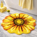 Yellow Flowers Bath Rug, Floral Mat for Bathroom, Non-Slip Floor Mats, Sunflower Washable Microfiber Flower Carpet for Living Room Home Fast Dry Area Rug