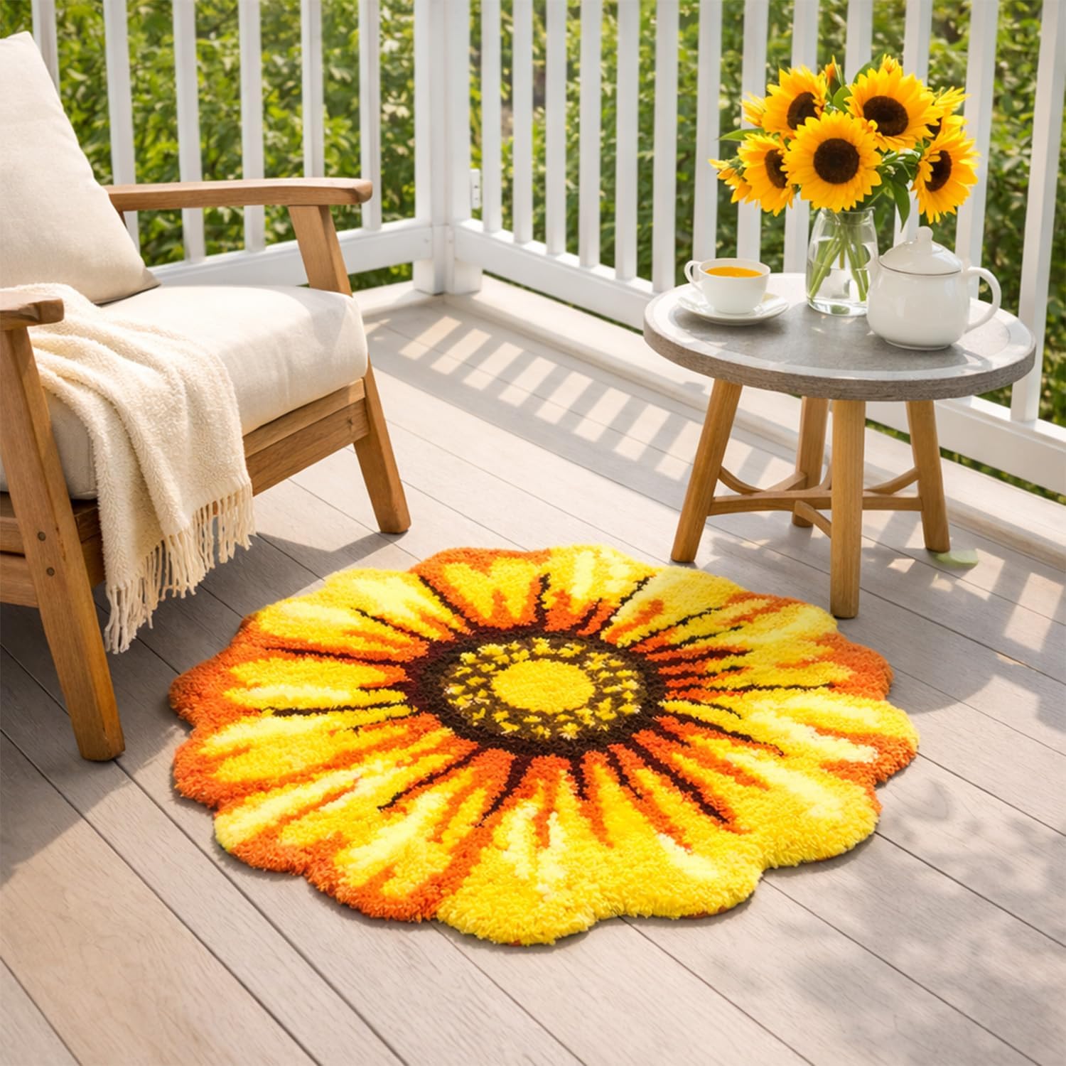 Yellow Flowers Bath Rug, Floral Mat for Bathroom, Non-Slip Floor Mats, Sunflower Washable Microfiber Flower Carpet for Living Room Home Fast Dry Area Rug