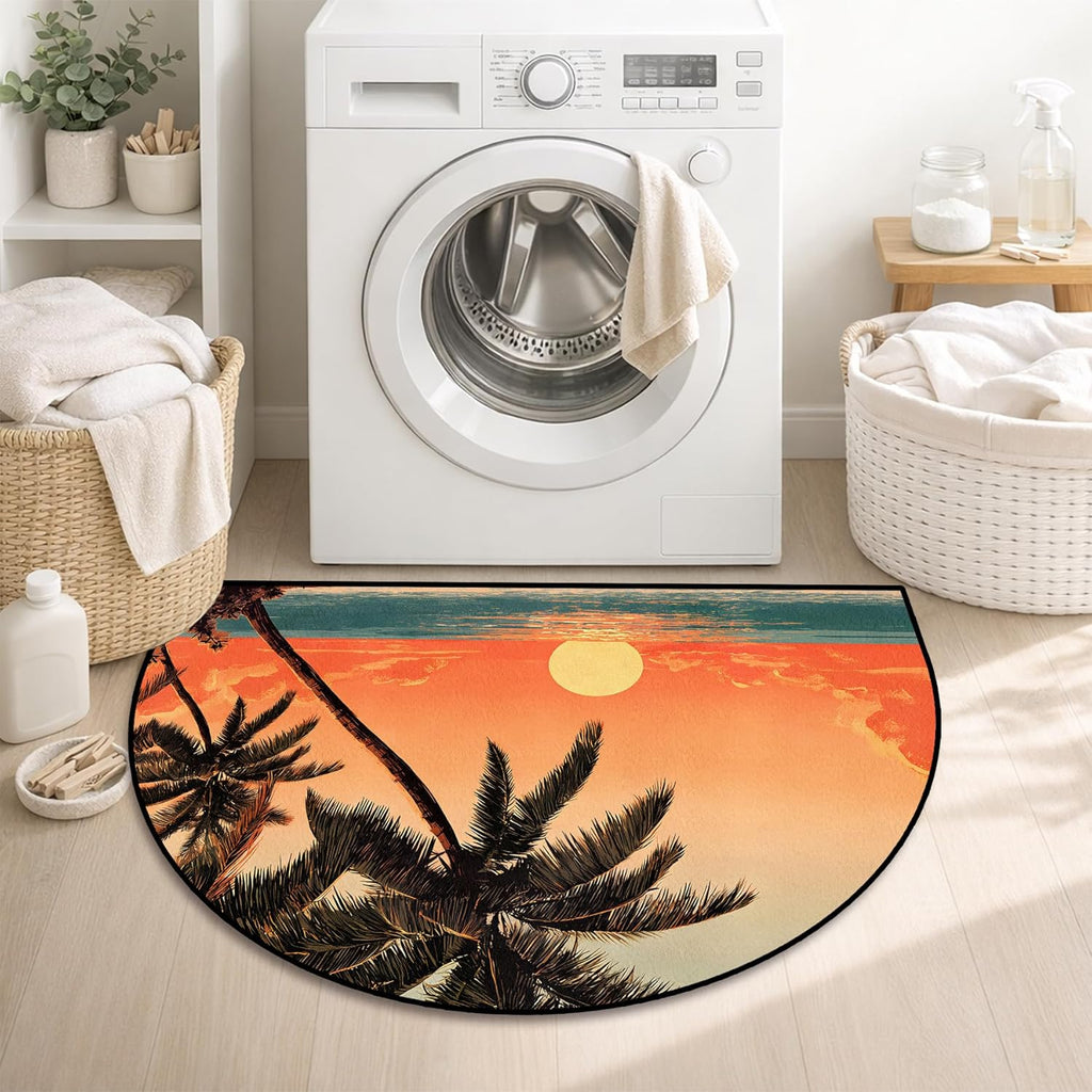 Half Round Area Rug 24"×36" - Soft Washable Indoor Carpet Outdoor Doormat Entrance Bedside Rug Bedroom Entryway Kitchen Bathroom Door Mat