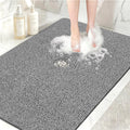Shower Mat Non Slip, 32" x 24" Large Soft Loofah Shower Mats for Inside Shower with Drain Hole in Middle, Anti Slip Shower Floor Mat for Elderly, Quick Drying, Grey