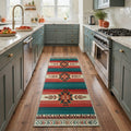 Bavni 2x3 Rug Arrow Bohemian Print Pattern Non Slip Backing Machine Washable Low Pile Light Weight Indoor Outdoor for Entryway Kitchen Entrance Front Door Bathroom Farmhouse Decor, Crimson Teal