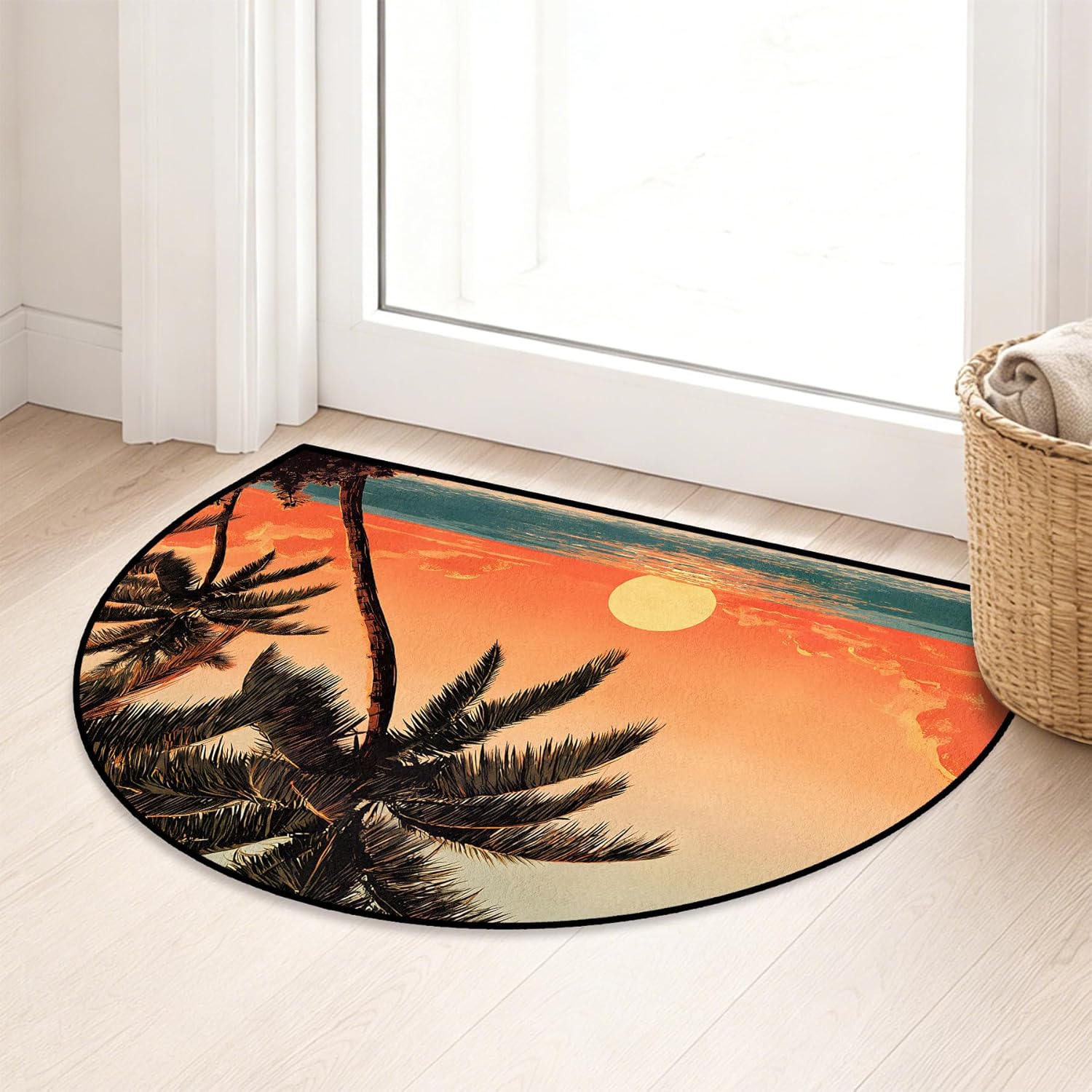 Half Round Area Rug 24"×36" - Soft Washable Indoor Carpet Outdoor Doormat Entrance Bedside Rug Bedroom Entryway Kitchen Bathroom Door Mat